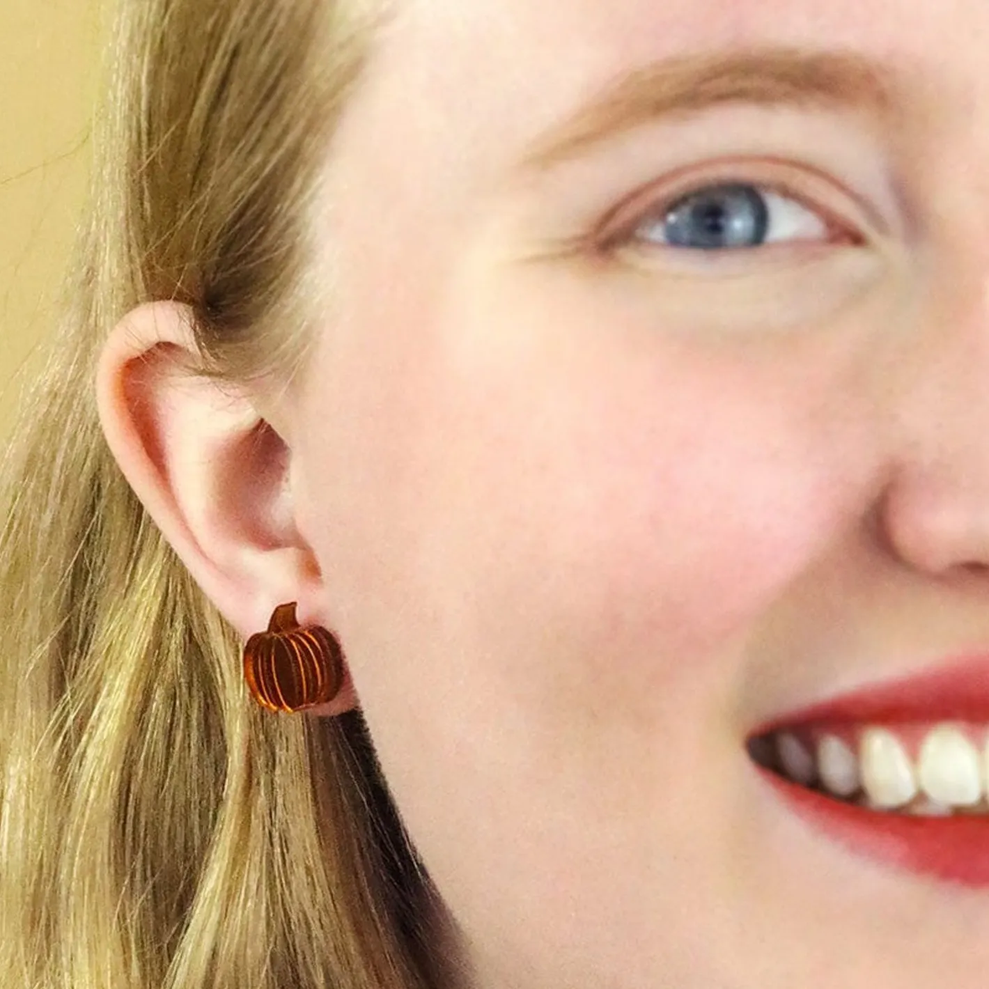 Erstwilder Pumpkin Patch Stud Earrings Set - Orange & Orange Gingham^ Essential Earrings