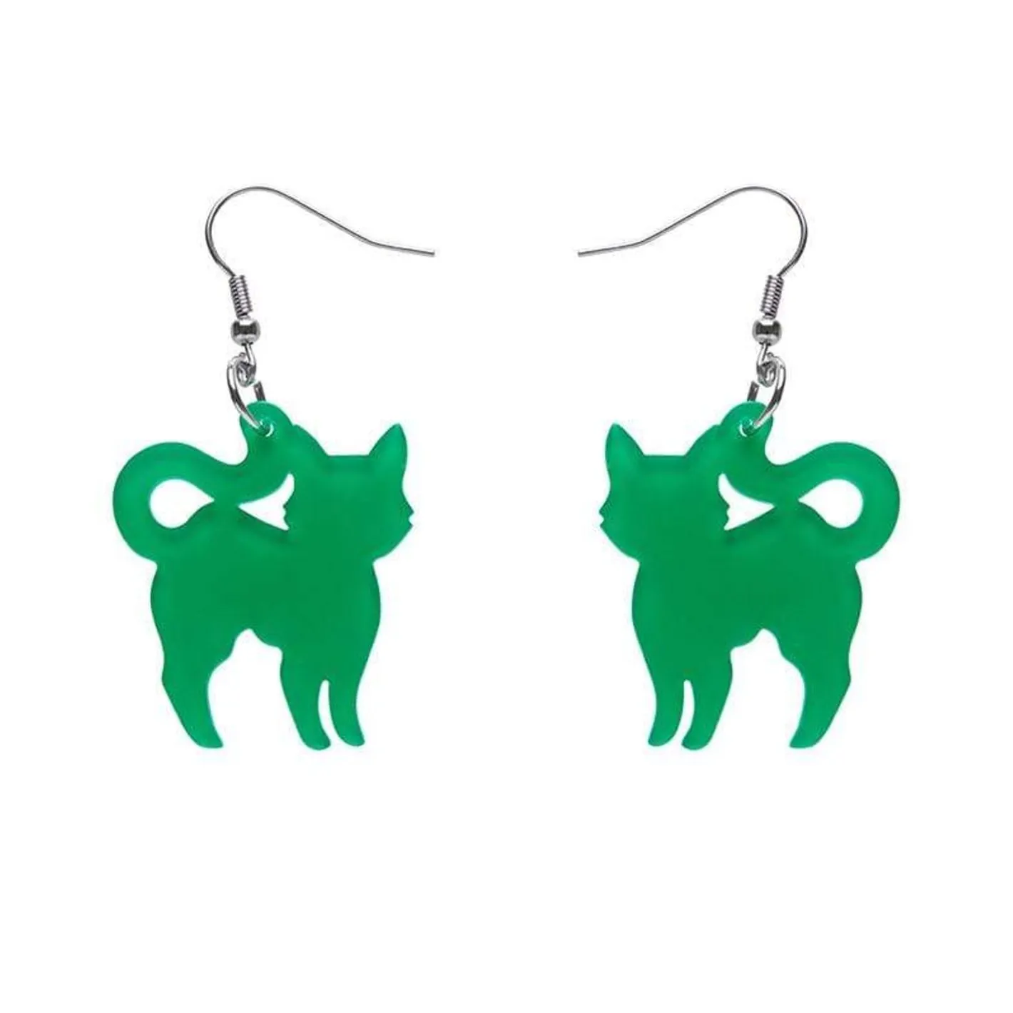 Erstwilder Pussy Cat Bubble Resin Drop Earrings - Green^ Essential Earrings