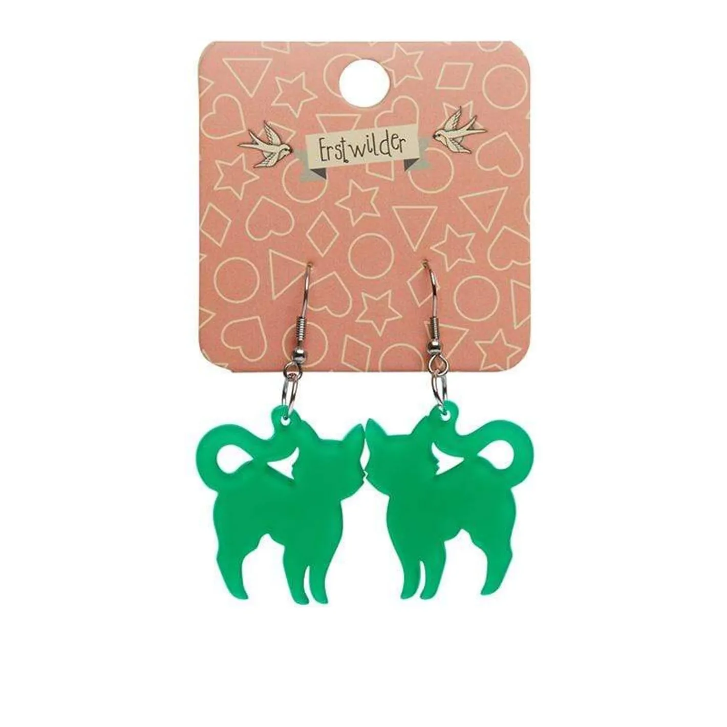 Erstwilder Pussy Cat Bubble Resin Drop Earrings - Green^ Essential Earrings
