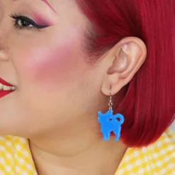 Erstwilder Pussy Cat Bubble Resin Drop Earrings - Blue^ Essential Earrings