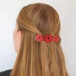 Erstwilder Remembrance Poppy Enamel Hair Barrette^ Hair Clips & Claws