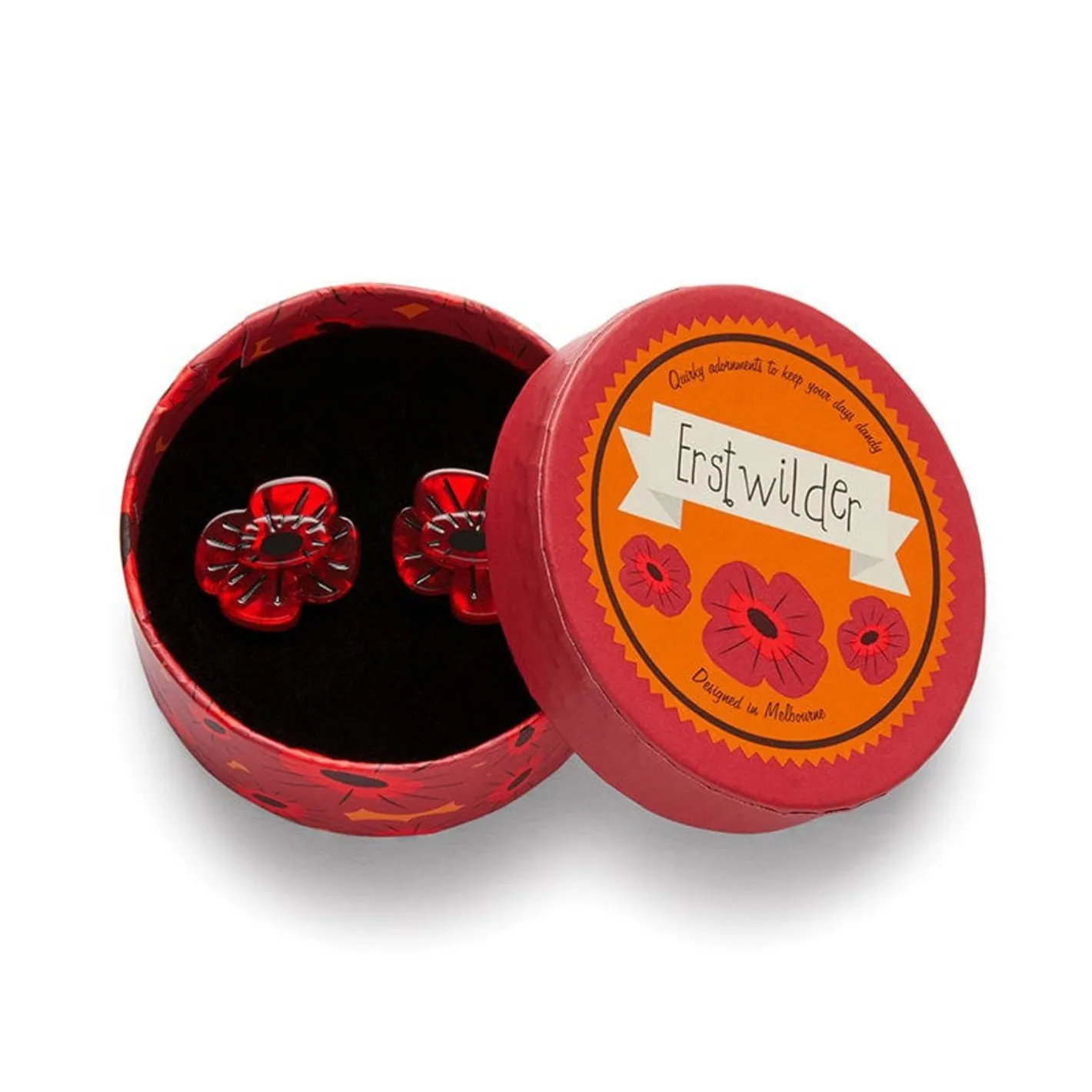 Erstwilder Remembrance Poppy Stud Earrings^ Earrings