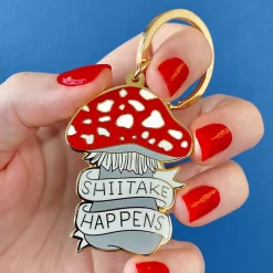 Erstwilder Shiitake Happens Enamel Key Charm^ Enamel Key Rings