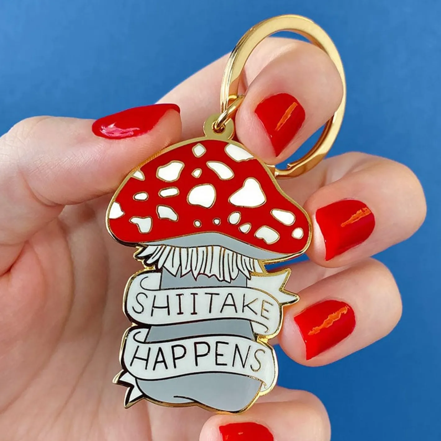 Erstwilder Shiitake Happens Enamel Key Charm^ Enamel Key Rings