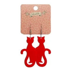 Erstwilder Sitting Cat Bubble Resin Drop Earrings - Red^ Essential Earrings