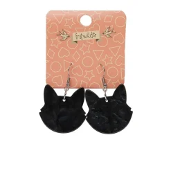 Erstwilder Solid Cat Head Ripple Resin Drop Earrings - Black^ Essential Earrings