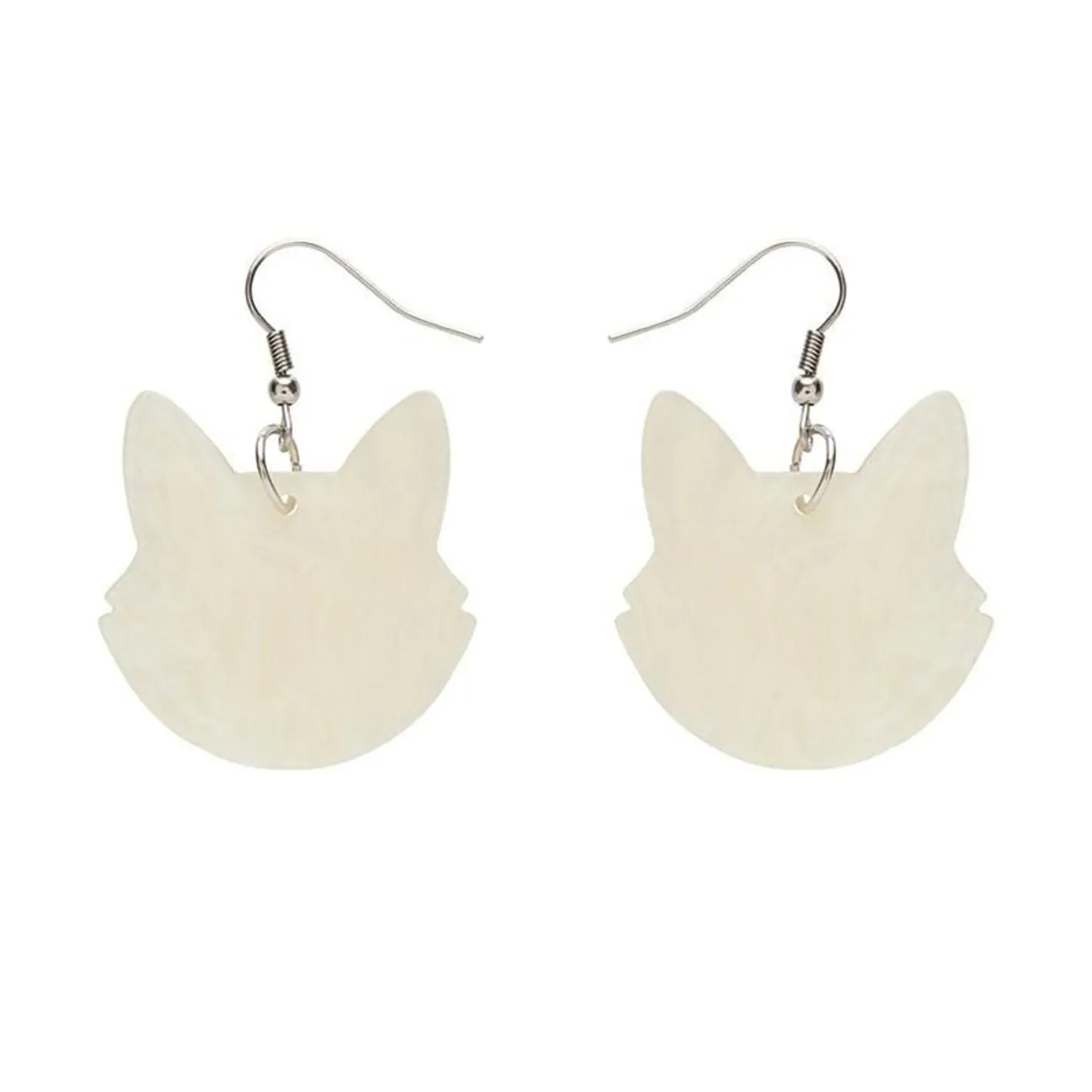 Erstwilder Solid Cat Head Ripple Resin Drop Earrings - White^ Essential Earrings