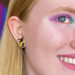 Erstwilder Spiffy The Supportive Dog Enamel Earrings^ Enamel Earrings