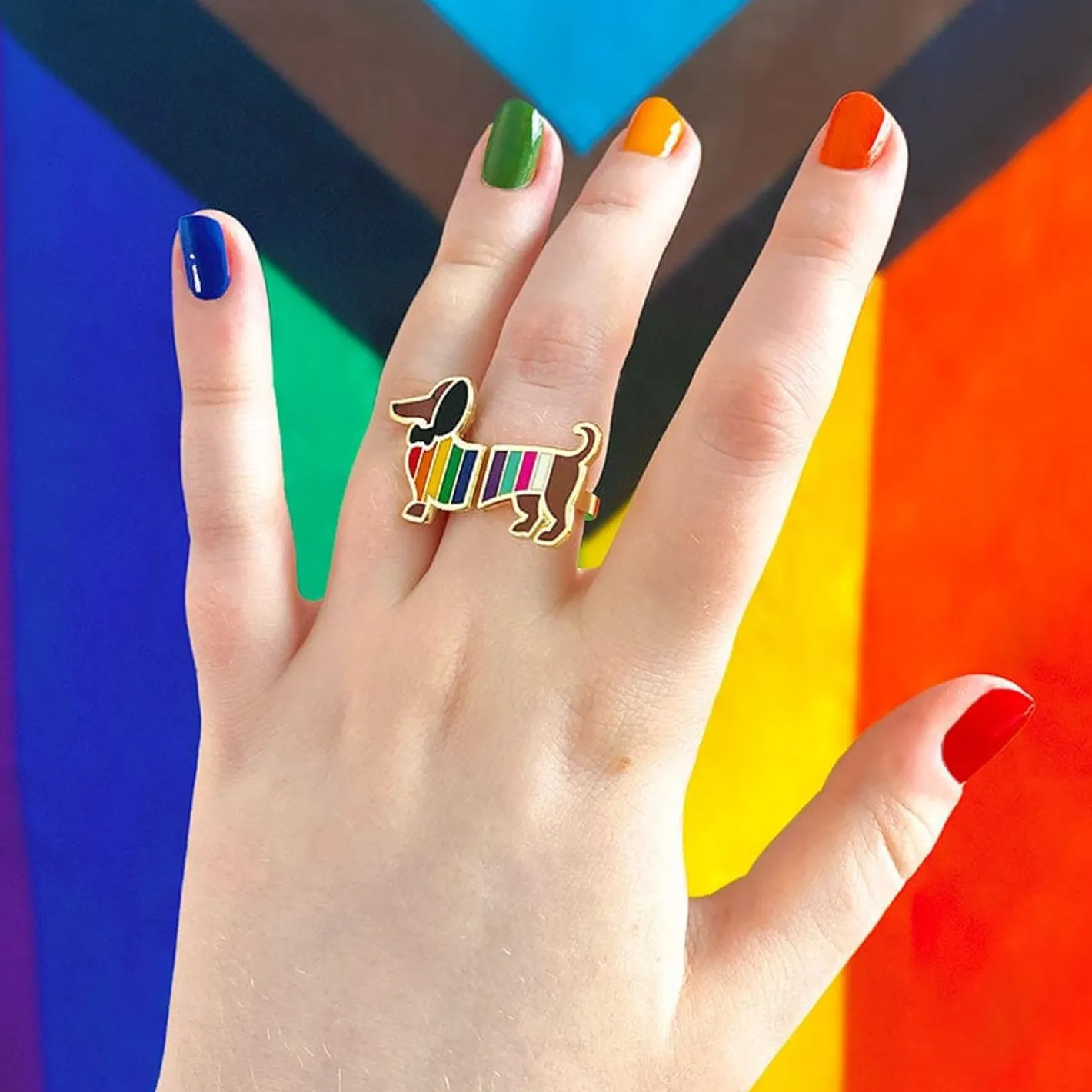 Erstwilder Spiffy The Supportive Dog Enamel Ring^ Rings