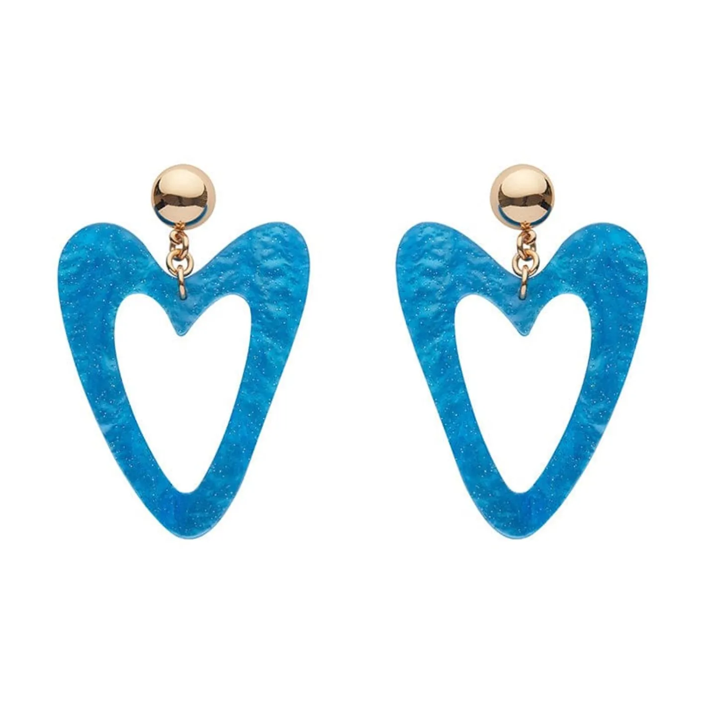 Erstwilder Statement Glitter Ripple Heart Drop Earrings - Aqua^ Essential Earrings