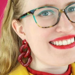 Erstwilder Statement Marble Chain Earrings - Ruby Red^ Essential Earrings