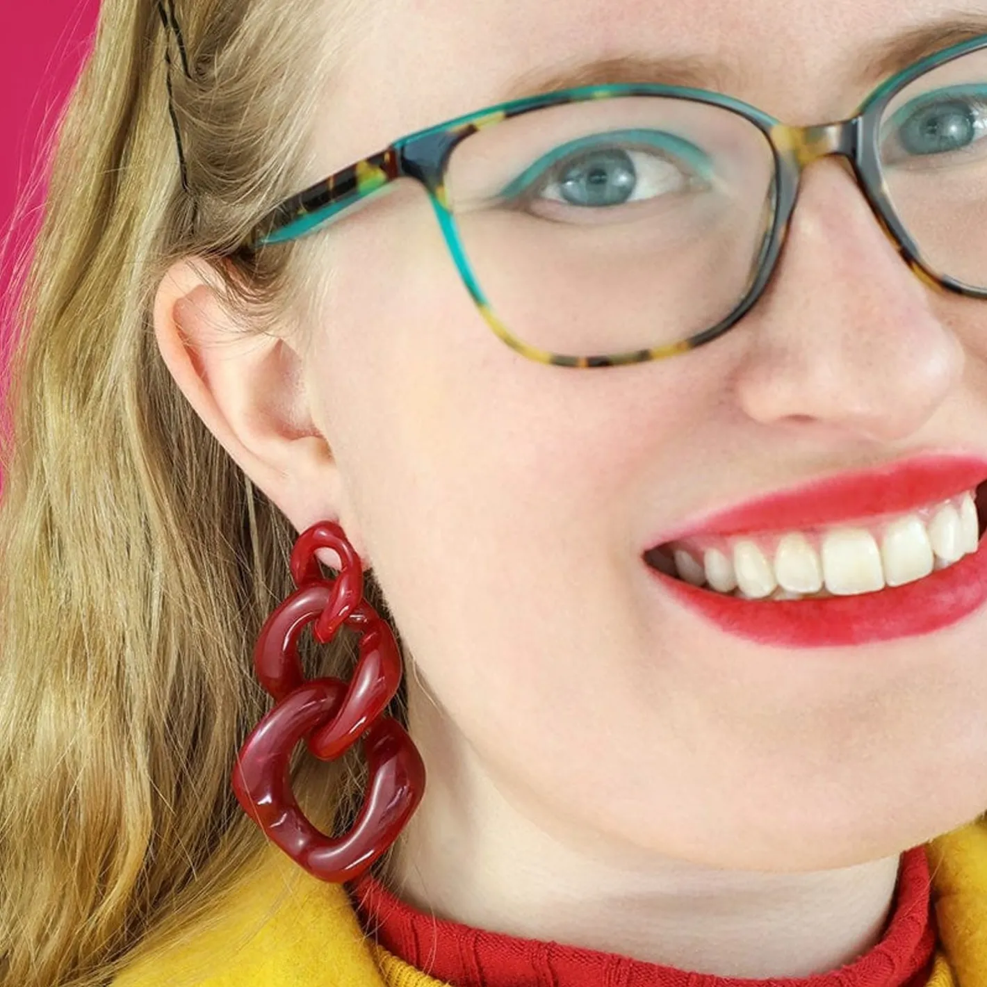 Erstwilder Statement Marble Chain Earrings - Ruby Red^ Essential Earrings