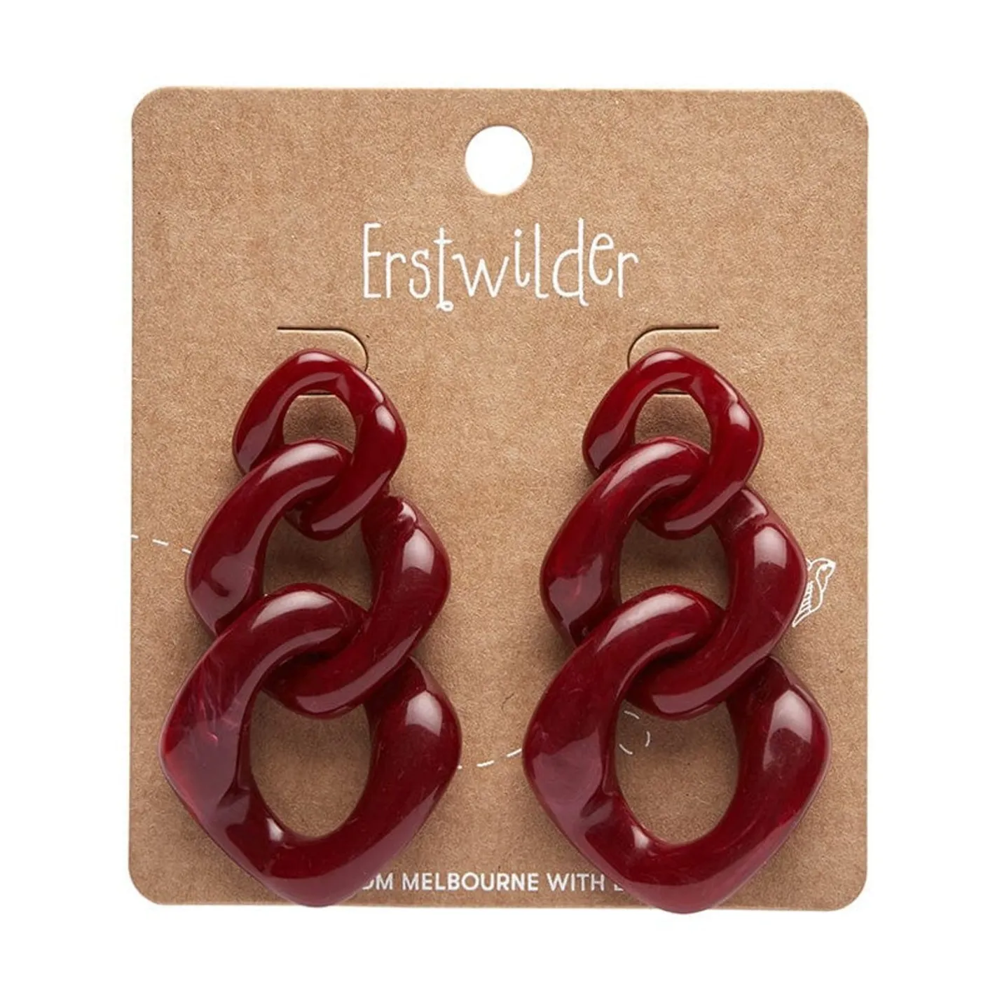 Erstwilder Statement Marble Chain Earrings - Ruby Red^ Essential Earrings