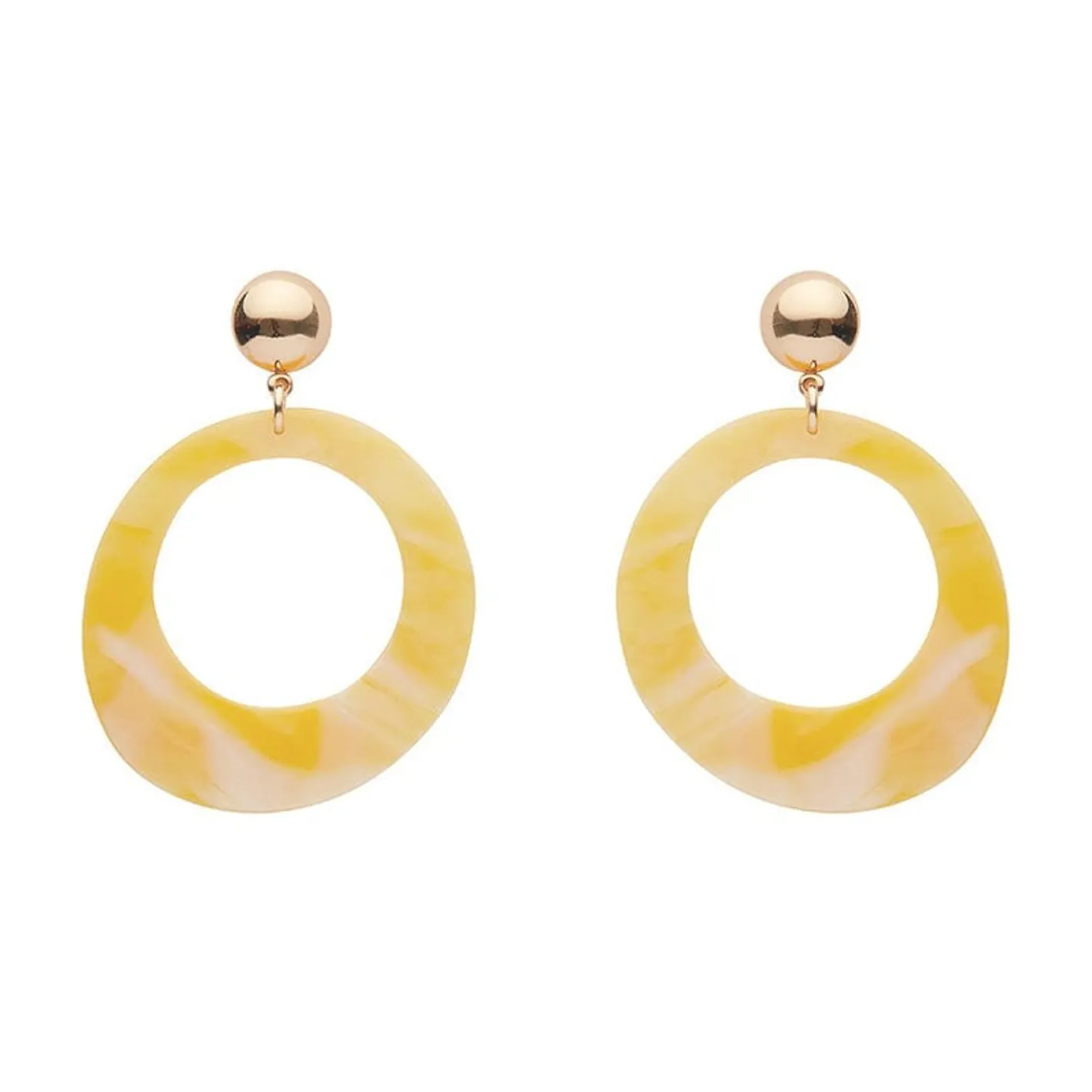 Erstwilder Statement Marble Resin Circle Drop Earrings - Yellow^ Essential Earrings