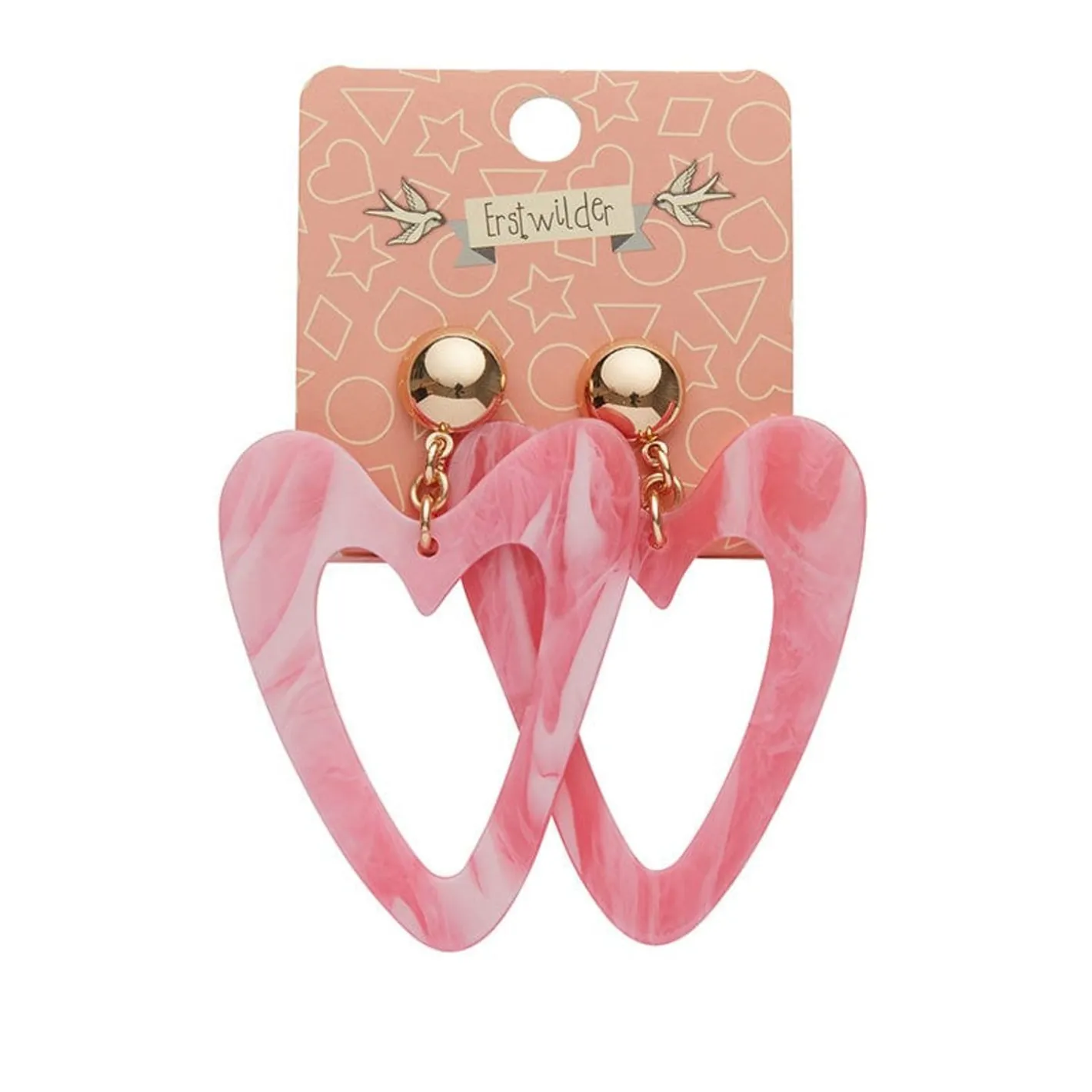 Erstwilder Statement Marble Resin Heart Drop Earrings - Pink^ Essential Earrings