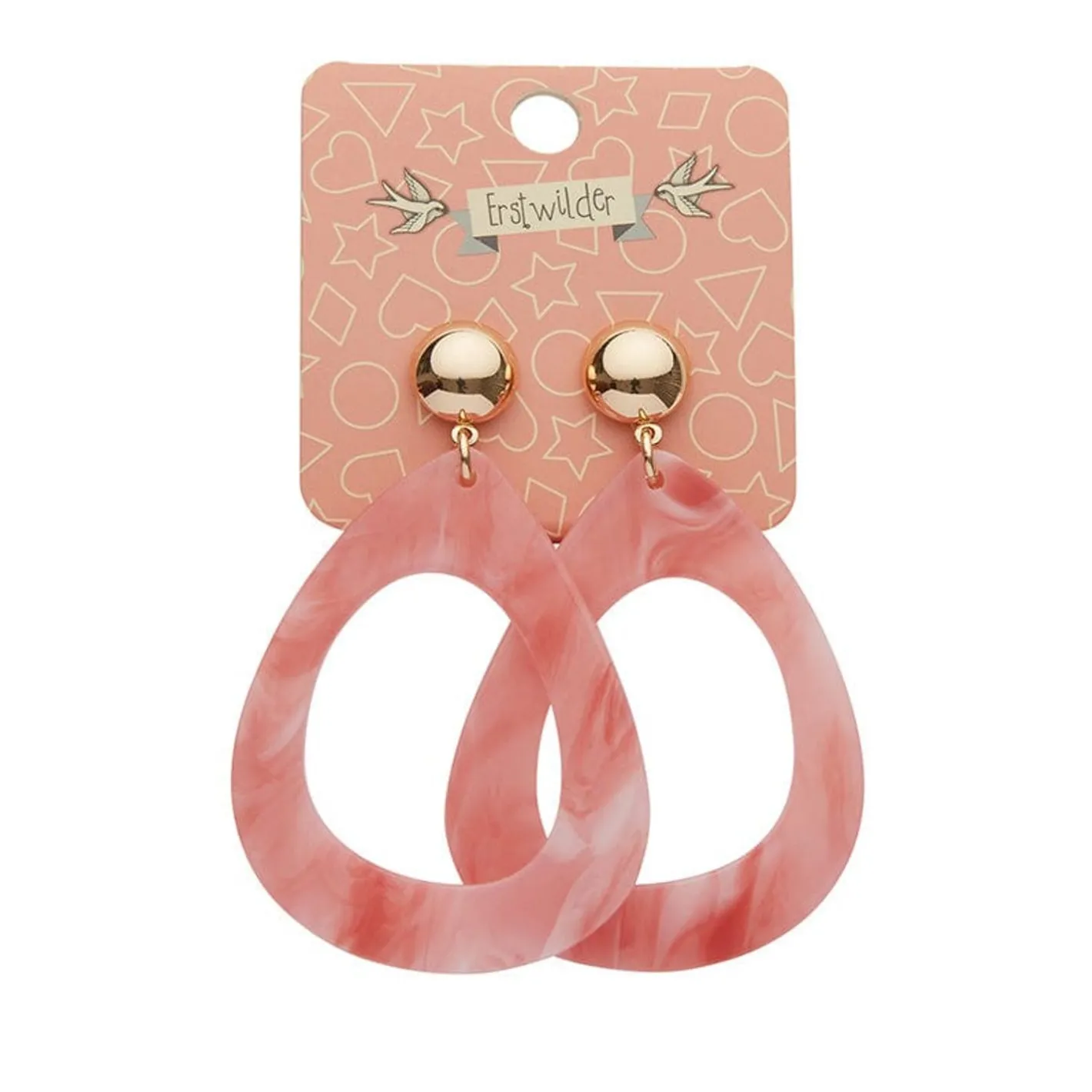Erstwilder Statement Marble Resin Tear Drop Earrings - Coral^ Essential Earrings