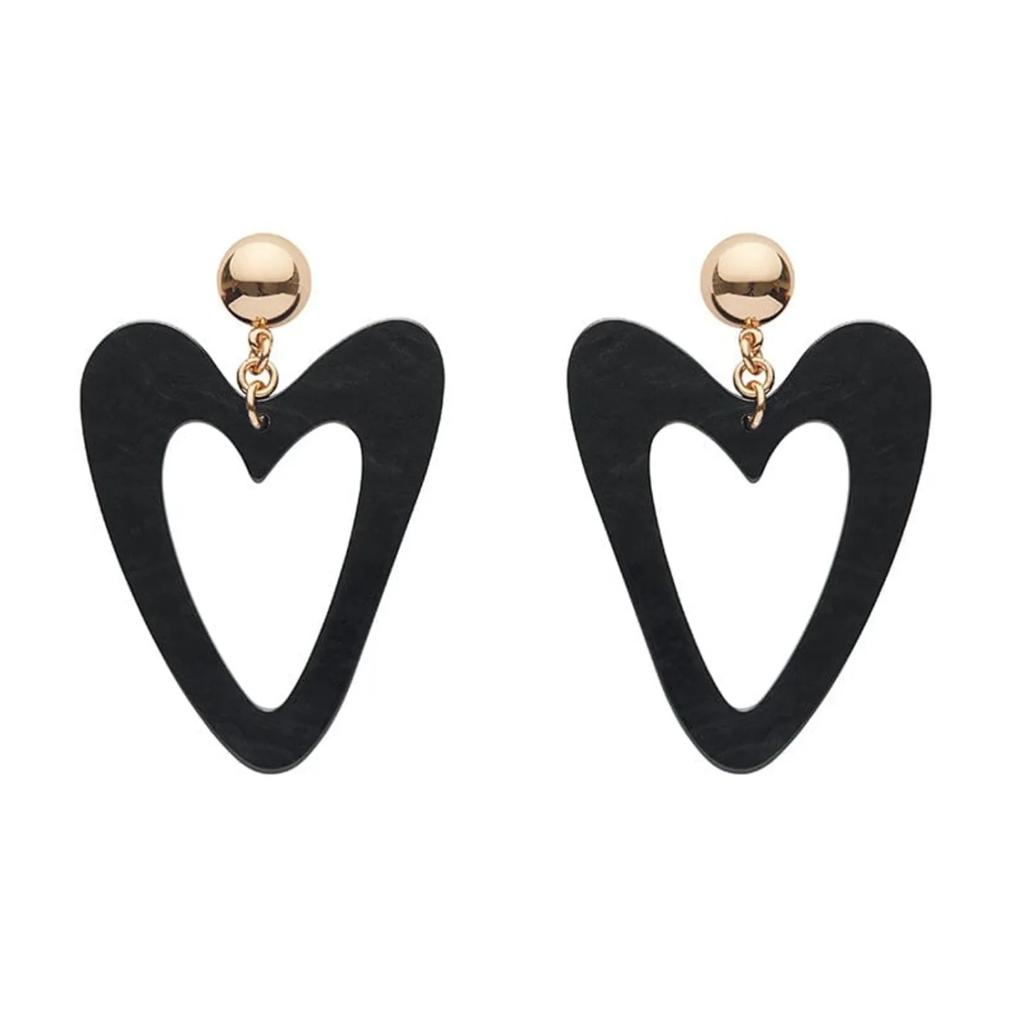 Erstwilder Statement Ripple Resin Heart Drop Earrings - Black^ Essential Earrings