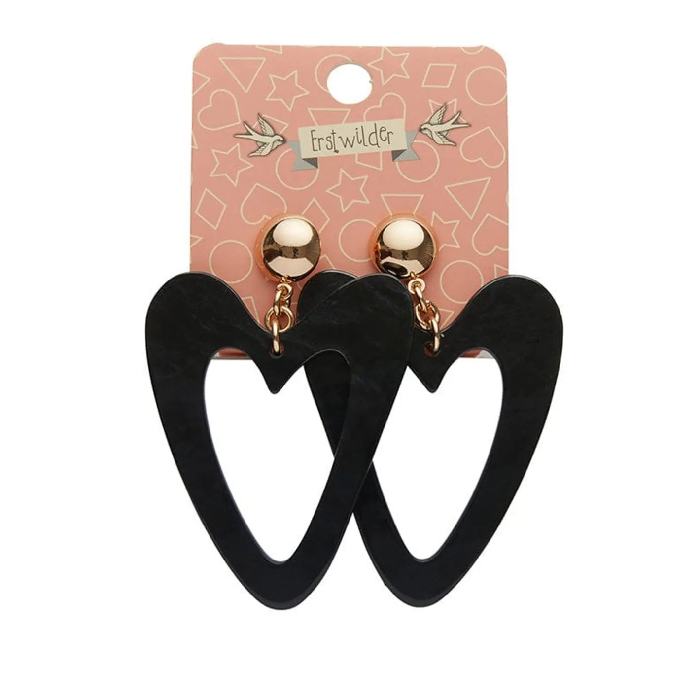 Erstwilder Statement Ripple Resin Heart Drop Earrings - Black^ Essential Earrings