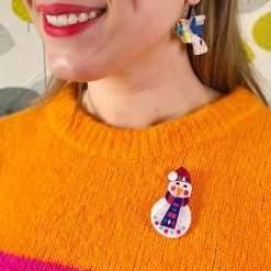 Erstwilder Stay Frosty, Snowman Brooch^ Brooches