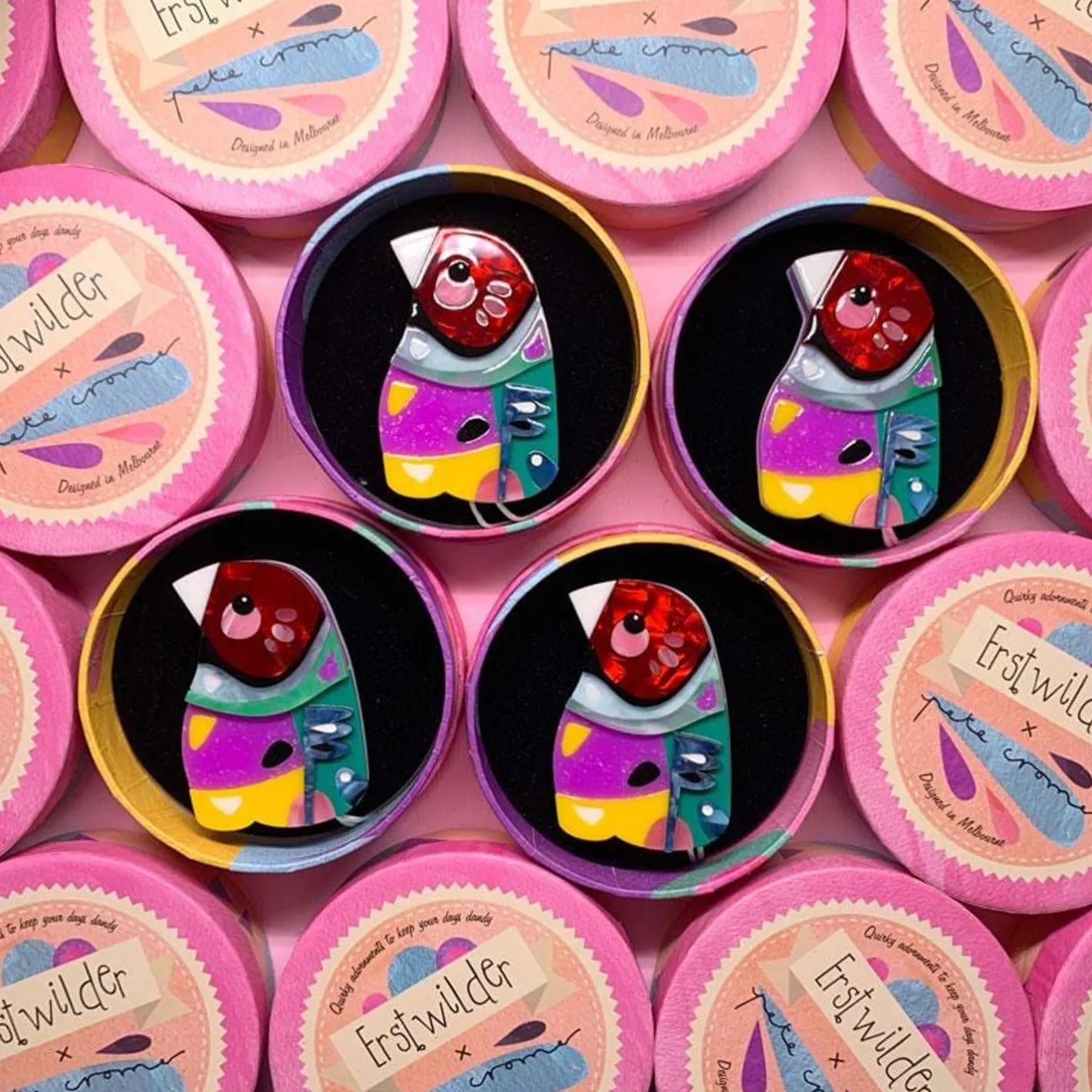 Erstwilder The Gracious Gouldian Finch^ Brooches