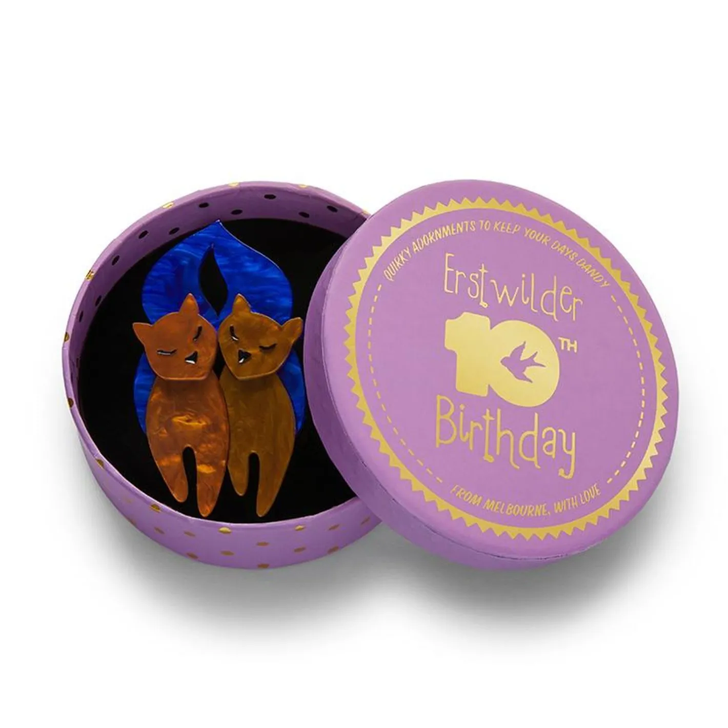 Erstwilder The Lovecats Brooch^ Brooches